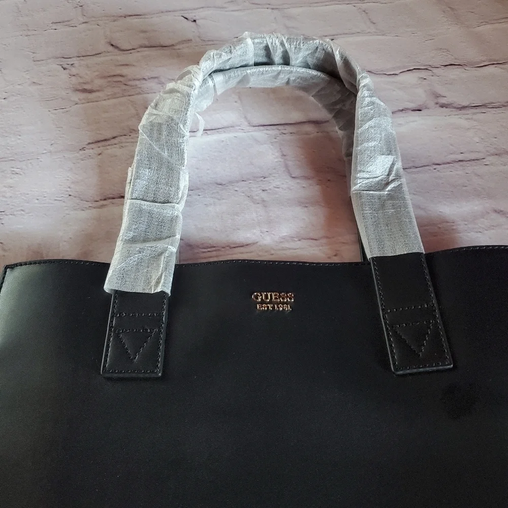 Guess Jovi Tote Bag Faux Black Leather